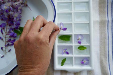 flowers and ice cubes